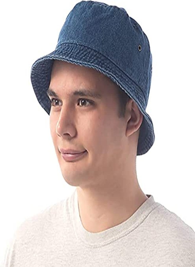 V3E قبعة دلو من قماش الدنيم للنساء والفتيات من V3E مصنوعة من القطن بنسبة 100%، مناسبة لصيد الأسماك والرحلات الصيفية - (أزرق) - Image 2