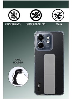 Generic For Infinix Smart 9 Shock Proof Silicone protection Clear Case Cover With Magnetic Hand Grip-Clear/Grey  - Image 2