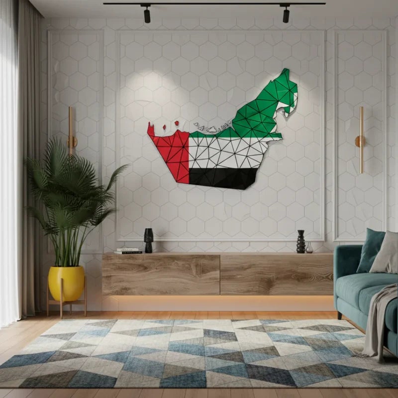 ARS UAE Map Acrylic Wall Art, UAE, Uae Flag – Premium Geometric UAE Flag Design, Glossy UV Printed Acrylic Wall Decor for Office Home Decor, Living Room & National Day Gift 60 x 70CM - Image 5