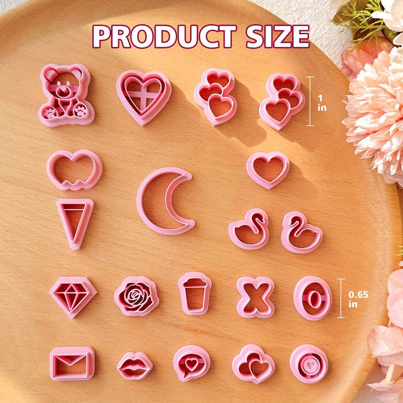 Keoker Valentine's Day Clay Cutters, Valentines Polymer Clay Cutters for Earrings Making, 20 Shapes Valentines Clay Cutters, Swan Clay Cutters for Polymer Clay Jewelry (ALL1) - Image 4