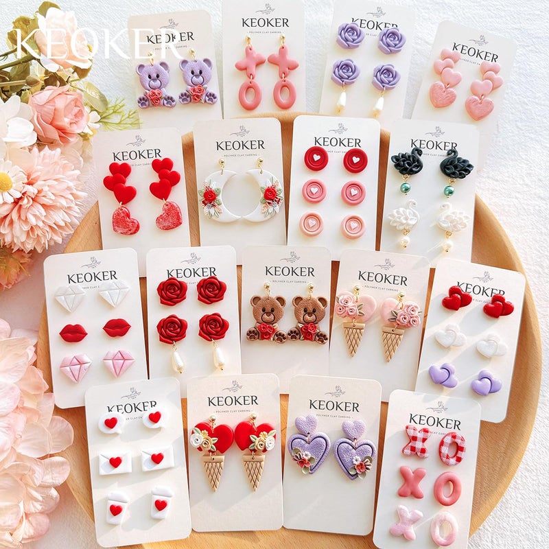 Keoker Valentine's Day Clay Cutters, Valentines Polymer Clay Cutters for Earrings Making, 20 Shapes Valentines Clay Cutters, Swan Clay Cutters for Polymer Clay Jewelry (ALL1) - Image 2