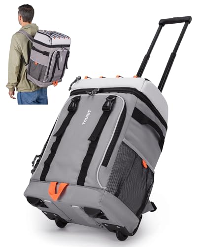 TOURIT 50 Cans Rolling Backpack Double Deck DualBar Handle Travel Soft Cooler Bag with Wheels 30L Space Beach Cooler Size 181531311Grey - Image 1