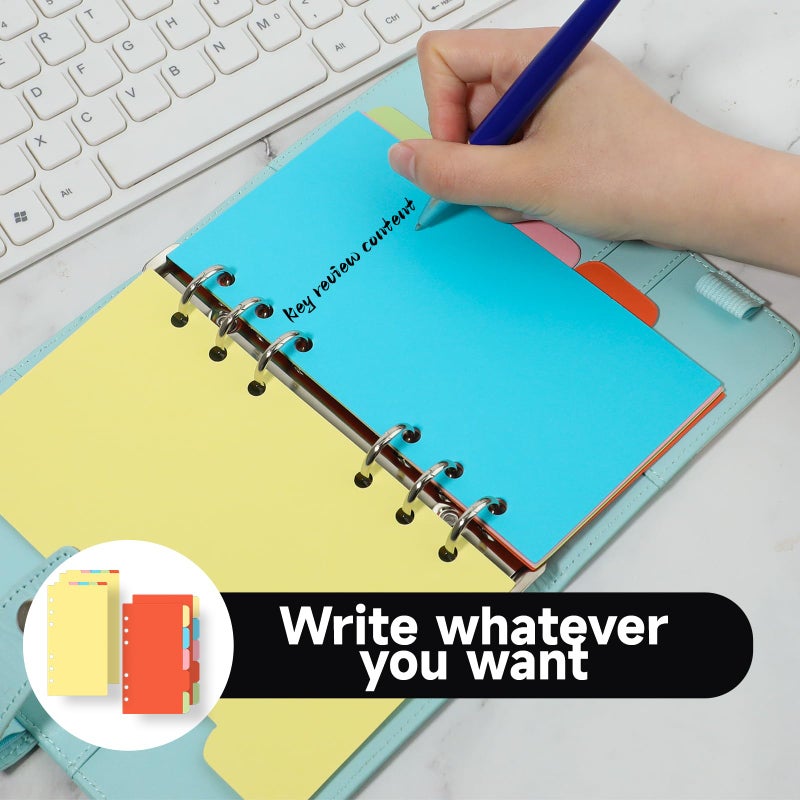 salbsever 4PCS A6 Dividers with Tabs 6 Hole, Notebook Tabs, 2 Sets Vertical & Horizontal, Index Page Cards - Image 4