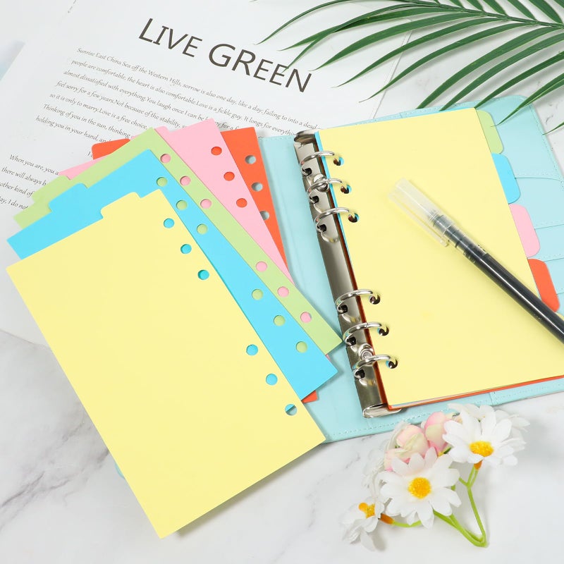 salbsever 4PCS A6 Dividers with Tabs 6 Hole, Notebook Tabs, 2 Sets Vertical & Horizontal, Index Page Cards - Image 5