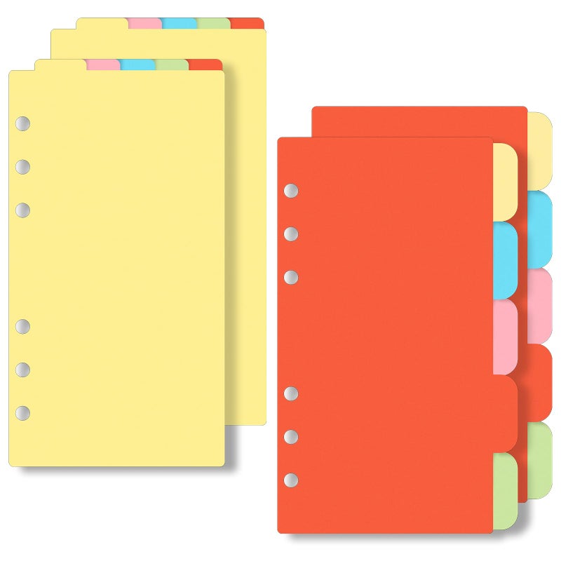 salbsever 4PCS A6 Dividers with Tabs 6 Hole, Notebook Tabs, 2 Sets Vertical & Horizontal, Index Page Cards - Image 1
