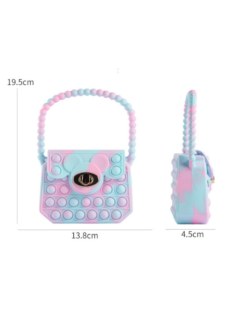 Blue And Pink Color + Shoulder Strap Pop Wallet Bag Fidget Toy, Girl Sensory Pop Tote Bag, Push Bubble Stress Relief Wallet Toy, Back To School Supplies, Kids Backpack Birthday Gift - Image 2