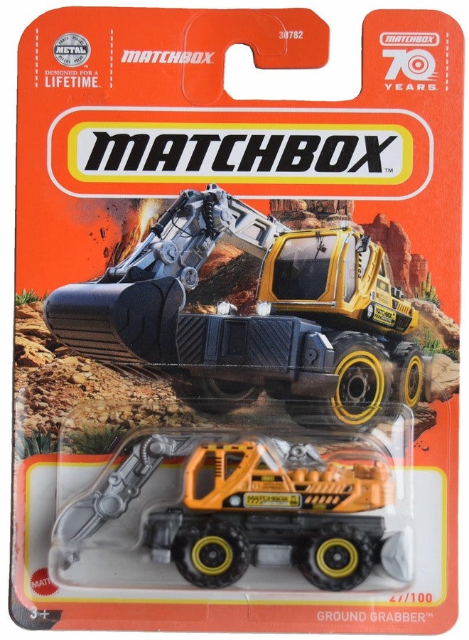 Matchbox Yellow Ground Grabber Truck, Pull-Back Action, 1:64 Scale, Unisex, 8+ Years