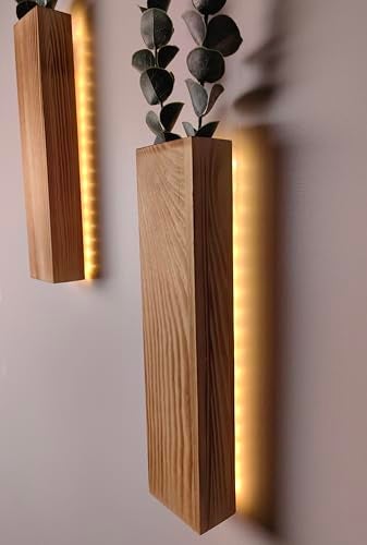 Comtelek Artificial Eucalyptus with LED Lights Wall Planters Rustic Wall Decor with Lights Wall Sconces Fake Vines for Room Decor Home Bedroom Living Room Bathroom Hanging Vase for Dried Flowers Faux Plants - Image 4