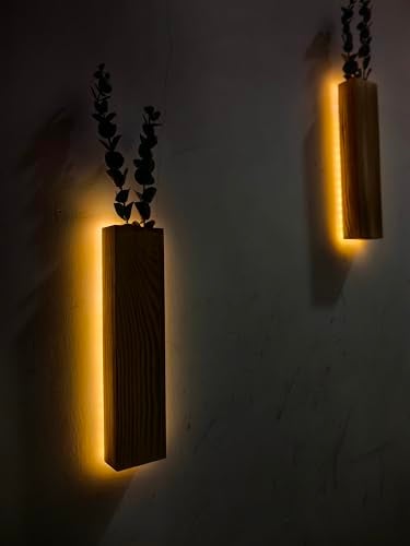 Comtelek Artificial Eucalyptus with LED Lights Wall Planters Rustic Wall Decor with Lights Wall Sconces Fake Vines for Room Decor Home Bedroom Living Room Bathroom Hanging Vase for Dried Flowers Faux Plants - Image 5