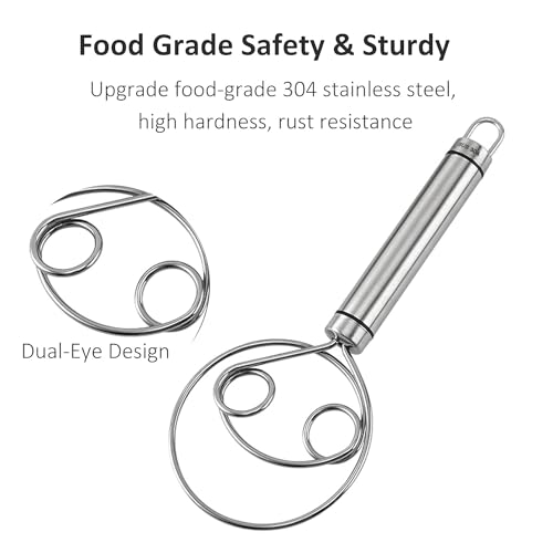 PRITAMA Danish Dough Whisk Stainless Steel Dutch Style Bread Dough Hand Mixer Blender Kitchen Baking Tools Artisian Blender - Image 2