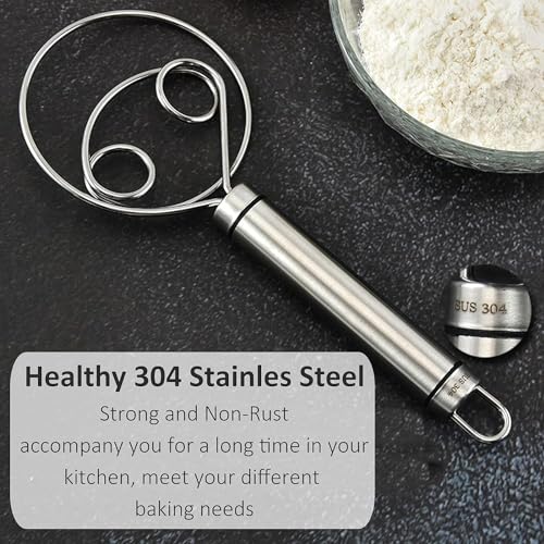 PRITAMA Danish Dough Whisk Stainless Steel Dutch Style Bread Dough Hand Mixer Blender Kitchen Baking Tools Artisian Blender - Image 5