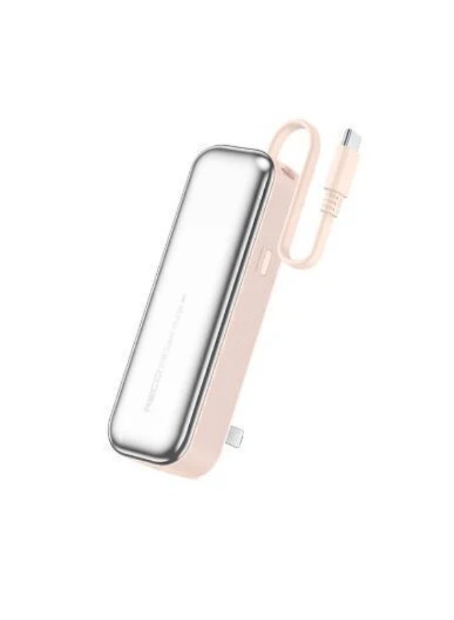 Recci RPB-A07 5000mAh Lipstick Mini Power Bank Pink - Image 1
