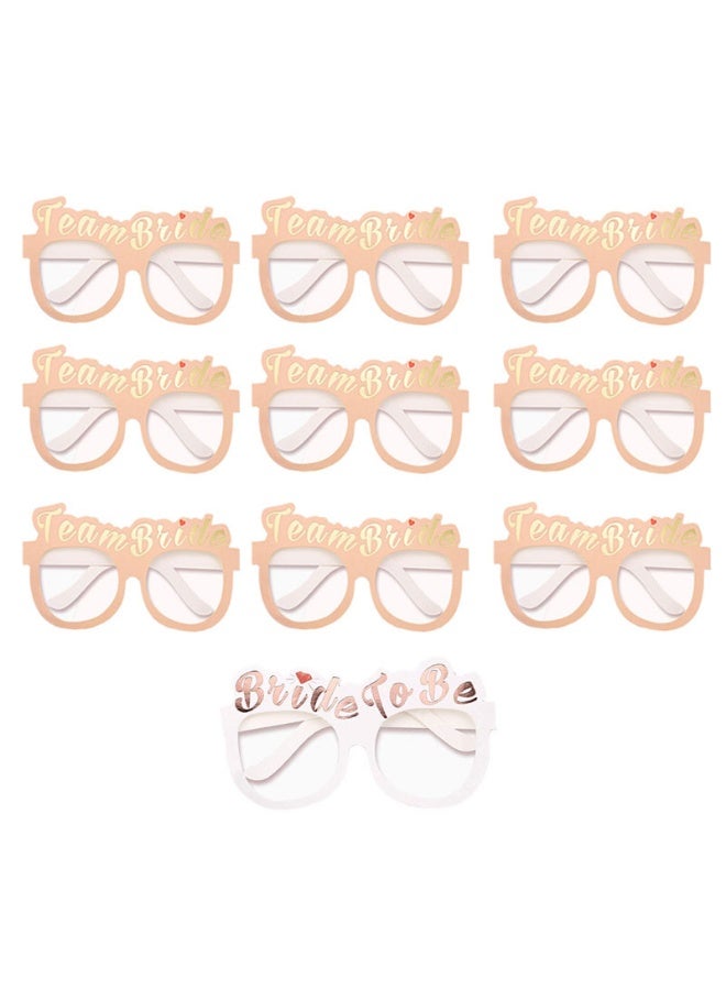 10 PCS Party Glasses Team Bride and Bride to be Glasses Rose Gold Paper Glasses Bridal Shower Decorations
