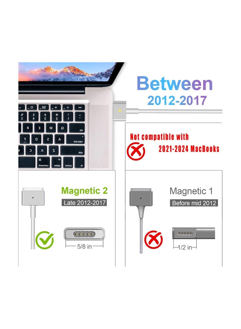 85W Magnetic T-Tip MacBook Pro Charger Cable Replacement for MacBook 13, 15, and 17-inch MacBook Pro 2012~2015 Model A1424 A1398 A1425 A1502