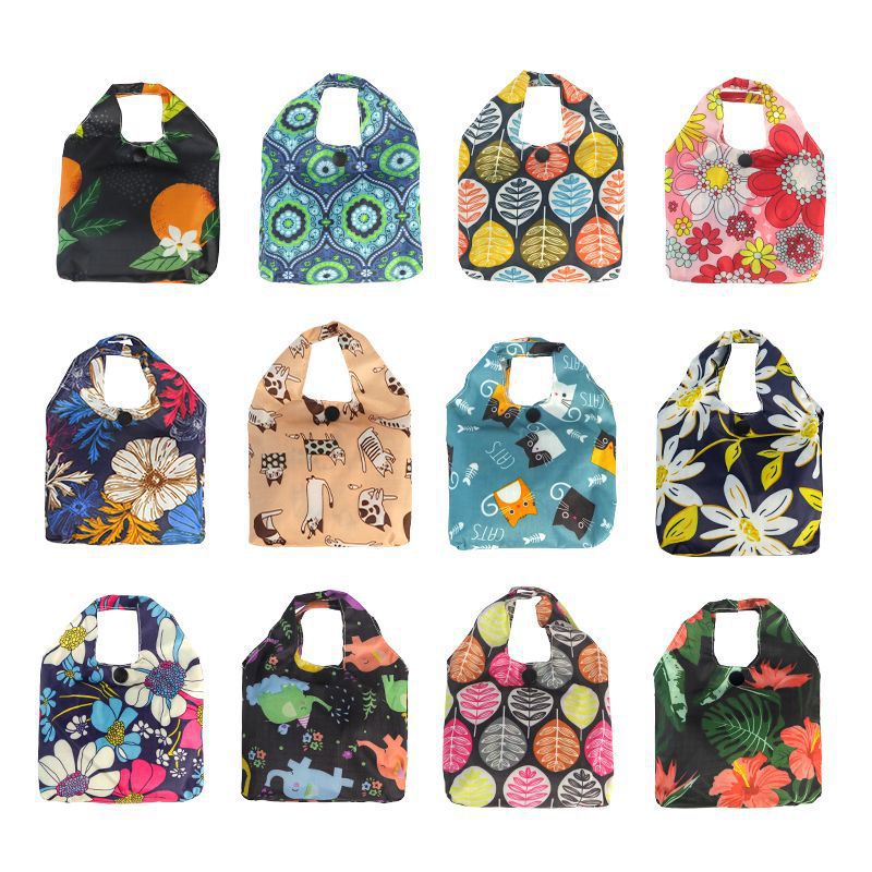 New Waterproof Large Capacity Folding Shopping Bag Printed Portable Handbag Environmentally Friendly Storage Bag - Image 1
