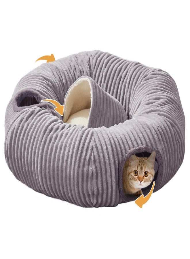 WINDRACING Cat Tunnel Bed for Indoor Cats,Cat Donut Tunnel Toy with Washable Circle Cushion,Blackout Tent, Multifunctional Playground Toys Hideplace for Kitty, Kitten, Rabbit,Ferret - Image 1