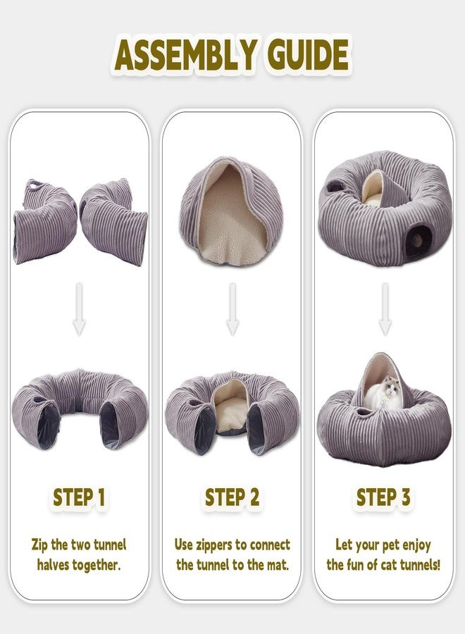 WINDRACING Cat Tunnel Bed for Indoor Cats,Cat Donut Tunnel Toy with Washable Circle Cushion,Blackout Tent, Multifunctional Playground Toys Hideplace for Kitty, Kitten, Rabbit,Ferret - Image 5