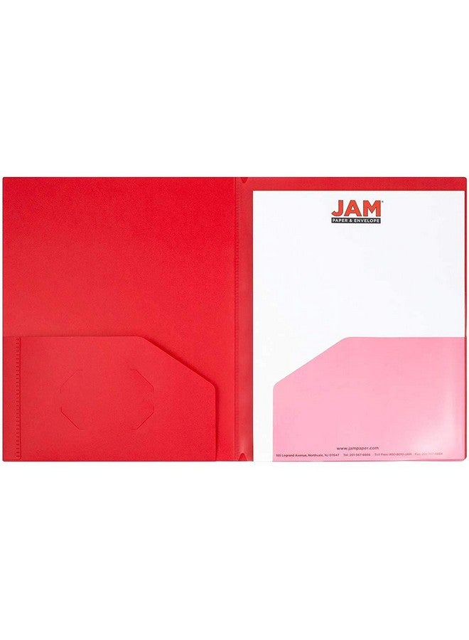 JAM PAPER Heavy Duty Plastic Multi Pocket Folders - 6 Pocket Organizer - Red - 2/Pack - Image 2