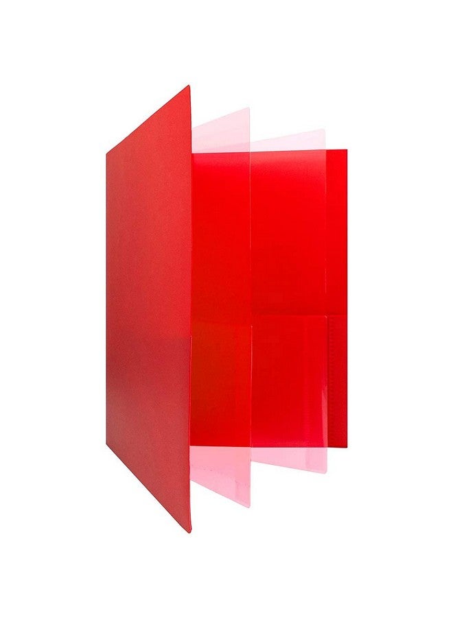 JAM PAPER Heavy Duty Plastic Multi Pocket Folders - 6 Pocket Organizer - Red - 2/Pack - Image 1