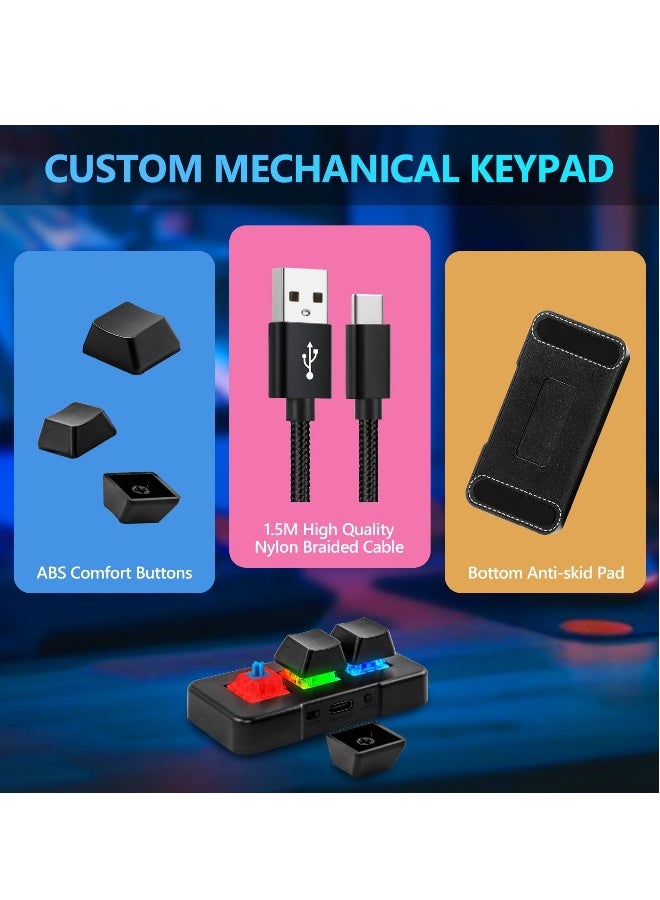 Mechanical Gaming Keyboard 3 Key Mini Keypad Customize Programmable Macro Keyboard OSU Keypad One Key Control Combo with RGB Backlit for PC Video Game Office Work Sheet Music,HID - Image 3