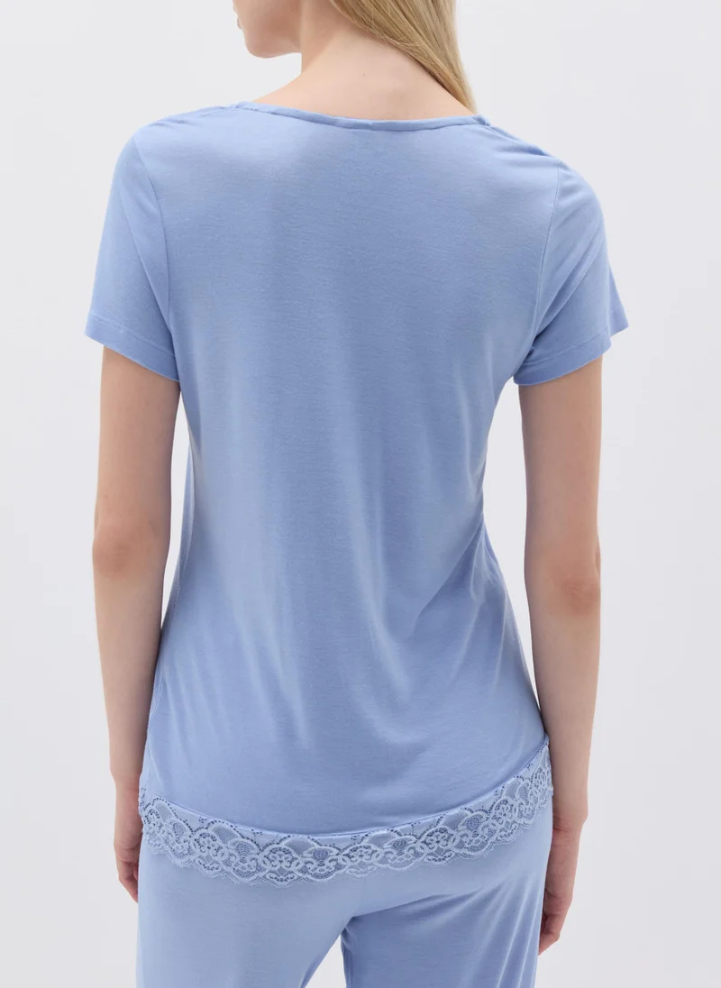 او في اس Pyjama top in viscose with short sleeves