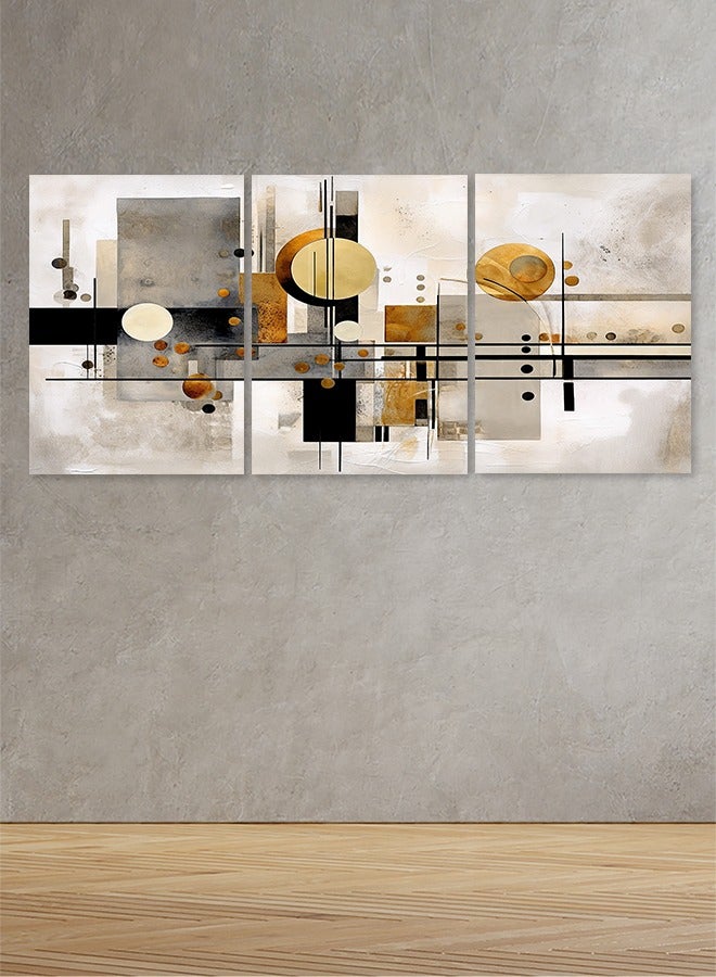 Marktna Set Of 3 Framed Canvas Wall Arts Stretched Over Wooden Frame with an Abstract Design - Image 1
