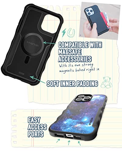 Smartish iPhone 14 Pro Max Protective Magnetic Case - Gripzilla Compatible with MagSafe [Rugged + Tough] Heavy Duty Grip Cover w/Drop Tested Protection for Apple iPhone 14 Pro Max - Spaced Out - Image 4