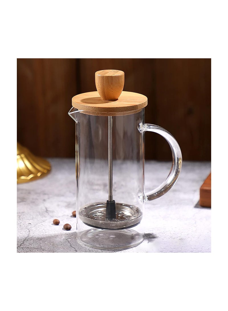 French Press Coffee and Tea Maker - Glass Pot with 304 Stainless Steel Filter, Bamboo Lid - Heat Resistant, Safe, and Easy to Clean, 350ml  - Image 5
