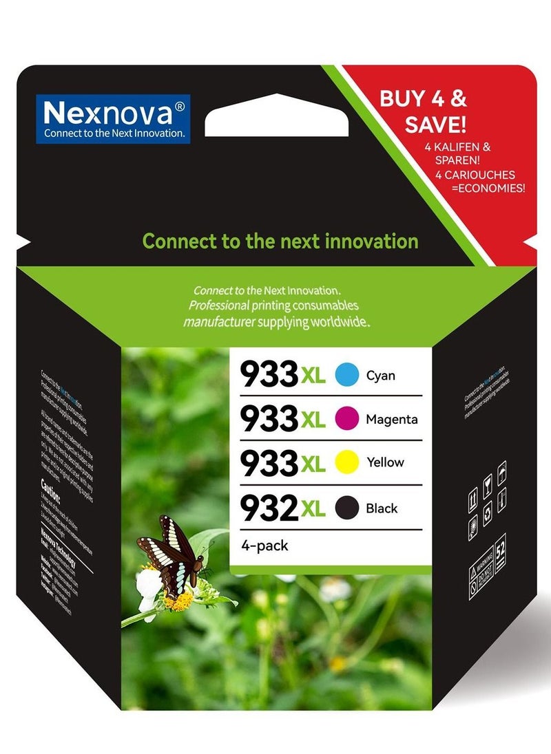 Generic - 932XL (Black) 933XL (Cyan Magenta Yellow) for HP ink Cartridge Set High Yield All-Pack for Officejet 6100 6600 6700 7110 7610 7612 7510 7512 - Image 1