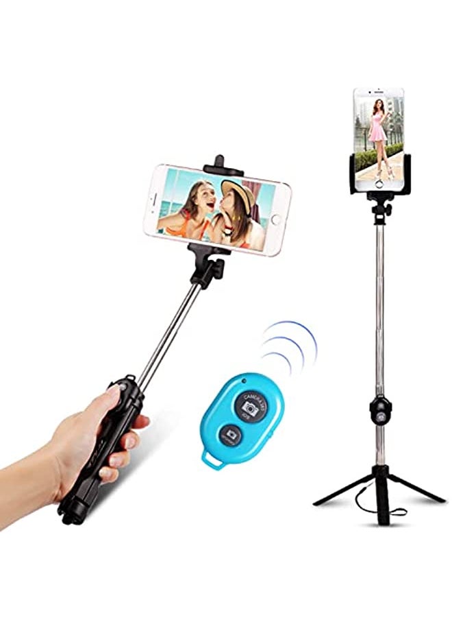 2PCS Bluetooth Remote Control Button Wireless Controller Self-Timer Camera Stick Shutter Release Phone Monopod Shutter Long Distance Selfie Compatible with IOS Iphone Ipad Android (Blue)