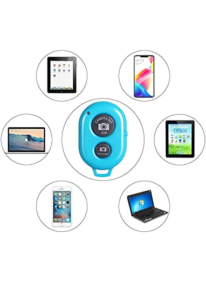 2PCS Bluetooth Remote Control Button Wireless Controller Self-Timer Camera Stick Shutter Release Phone Monopod Shutter Long Distance Selfie Compatible with IOS Iphone Ipad Android (Blue)