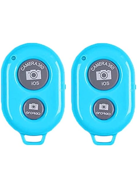 2PCS Bluetooth Remote Control Button Wireless Controller Self-Timer Camera Stick Shutter Release Phone Monopod Shutter Long Distance Selfie Compatible with IOS Iphone Ipad Android (Blue)