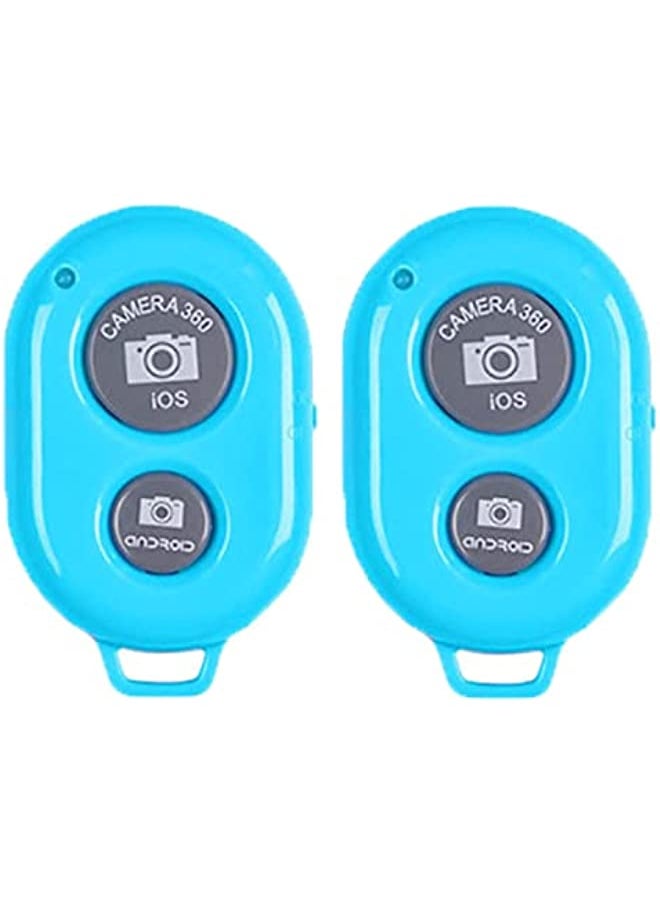 2PCS Bluetooth Remote Control Button Wireless Controller Self-Timer Camera Stick Shutter Release Phone Monopod Shutter Long Distance Selfie Compatible with IOS Iphone Ipad Android (Blue)