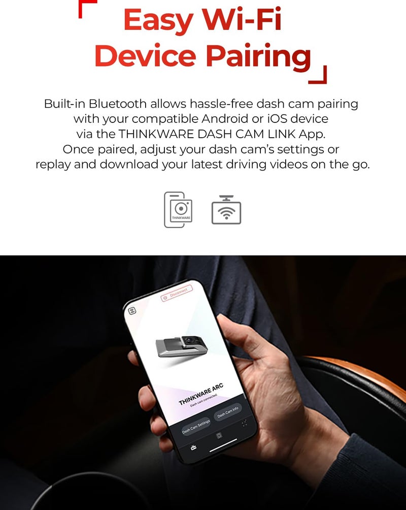 THINKWARE ARC Dash Cam with Smart Driving Alert System, 3X Energy Saving, 1440P+1440P Front and Rear, Wi-Fi, Super Night Vision, 24/7 Parking Mode (Free 32GB Card, Hardwiring, 12V Cable, GPS) - Image 5