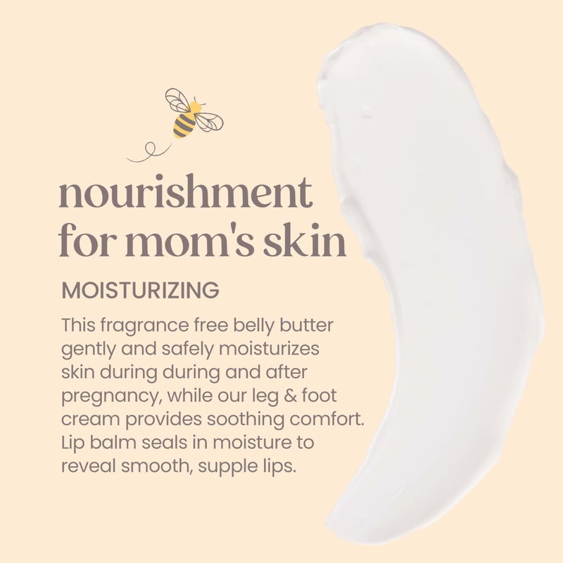 Burt's Bees Pregnancy Essentials Christmas Gifts Set, 3 Baby Shower Products & Must Have Baby Registry Items, Nourishing Skincare for Mom to be - Mama Belly Butter, Original Lip Balm, Leg & Foot Cream - Image 3