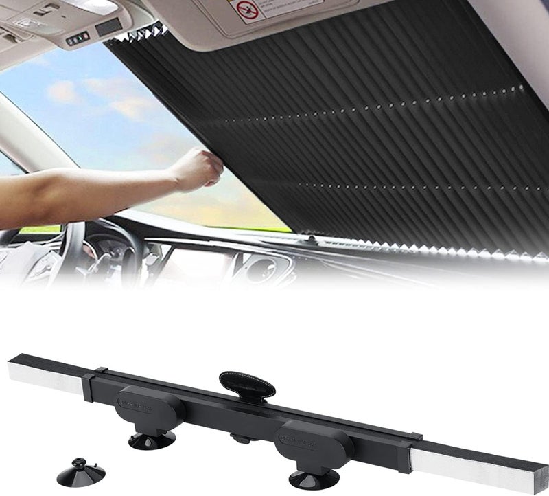 SEINECA Retractable Windshield Sun Shade for Car, Large Sun Visor Protector Blocks 99% UV Rays to Keep Your Vehicle Cool, Auto Sunshade Fits Front Window of Various Models with Suction Cups 2021 New - Image 1