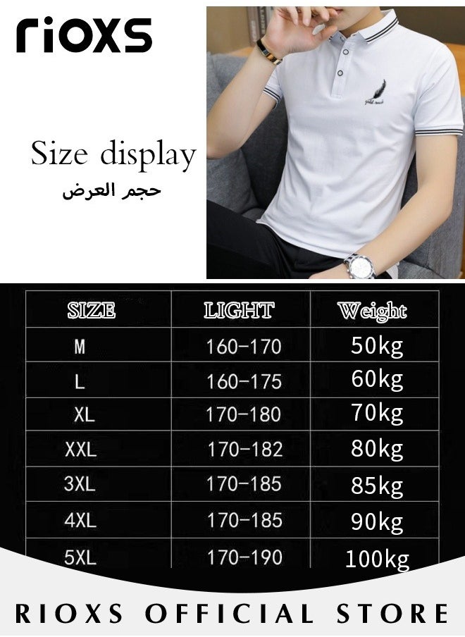 RIOXS - Men's Slim-fit Polo Shirt, Basic Short Sleeve T-Shirt, Comfy Breathable Shirt, Classic 3-Button Closure Tops, Reliable Option for Any Man Seeking Comfort without Compromising on Style - Image 1