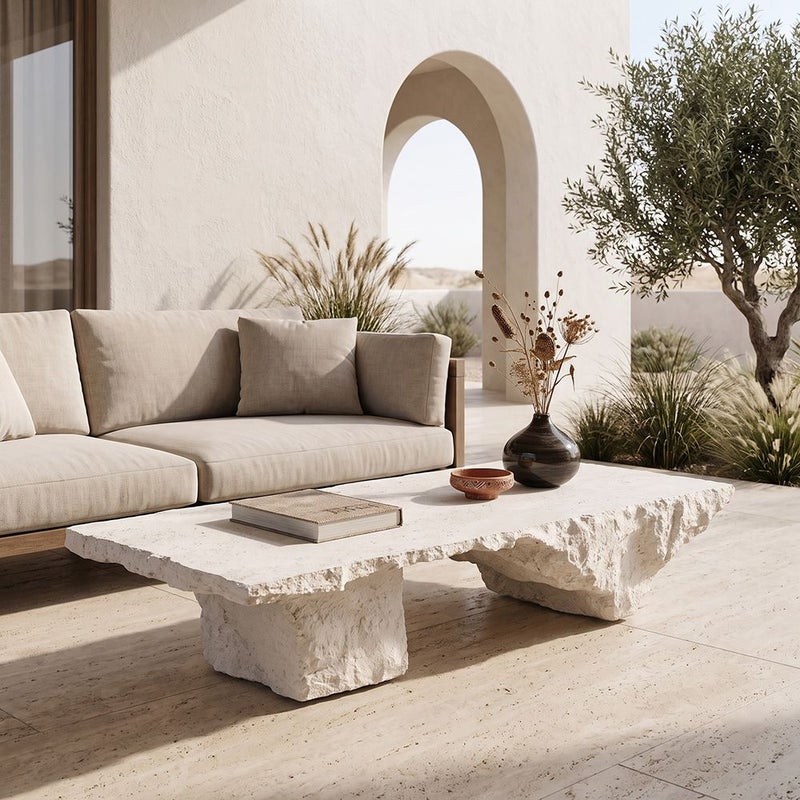 DANUBE HOME Ancient Slab Mgo Table | All Weather 1 Piece Outdoor Table | Modern Design Furniture For Balcony, Garden Bench Seating Terrace Lawn Patio Poolside - L111.5xW55.5xH35.5cm -Multi Color - Image 1