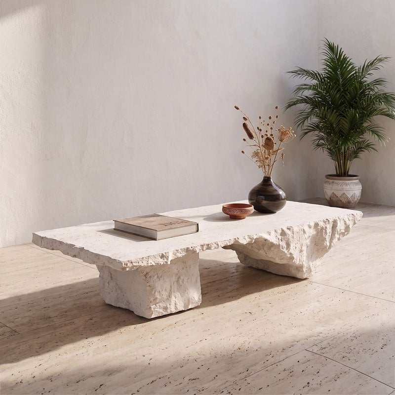 DANUBE HOME Ancient Slab Mgo Table | All Weather 1 Piece Outdoor Table | Modern Design Furniture For Balcony, Garden Bench Seating Terrace Lawn Patio Poolside - L111.5xW55.5xH35.5cm -Multi Color - Image 2