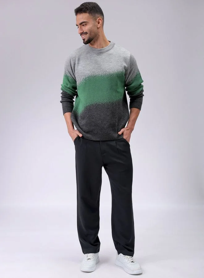شركة المرآب الهندية Men Relaxed Fit Textured Crew Neck Sweater