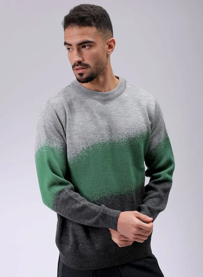 شركة المرآب الهندية Men Relaxed Fit Textured Crew Neck Sweater