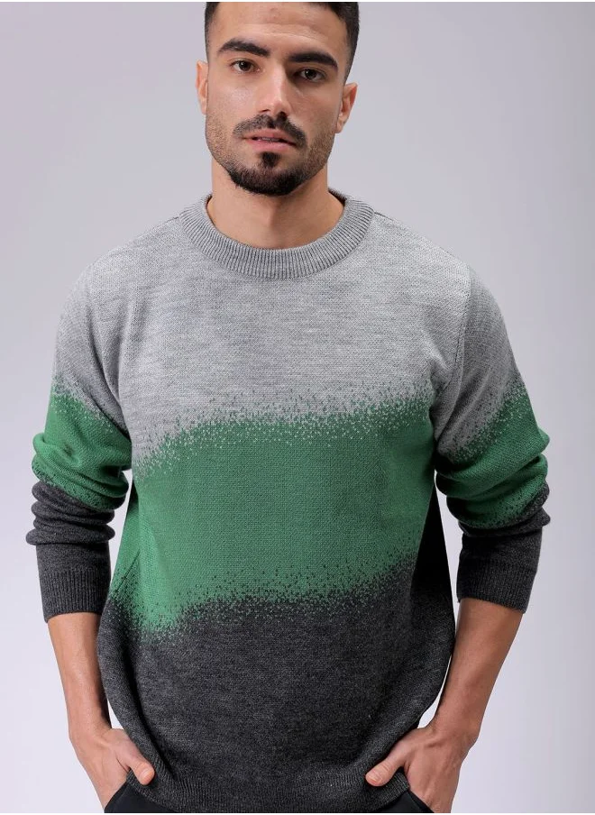 شركة المرآب الهندية Men Relaxed Fit Textured Crew Neck Sweater
