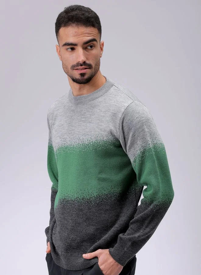 شركة المرآب الهندية Men Relaxed Fit Textured Crew Neck Sweater
