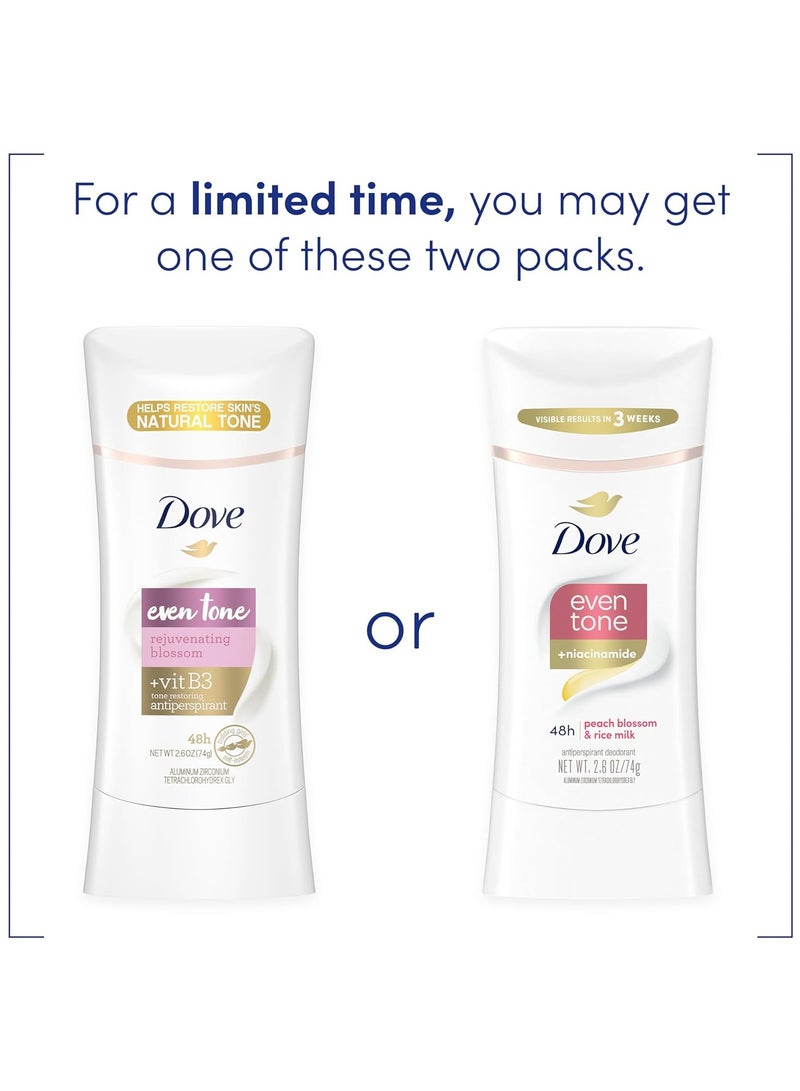 Dove مزيل العرق Even Tone للبشرة غير المتساوية، مزيل العرق Blossom المجدد للنساء ذوات الإبطين الداكنين، 2.6 أونصة - Image 1