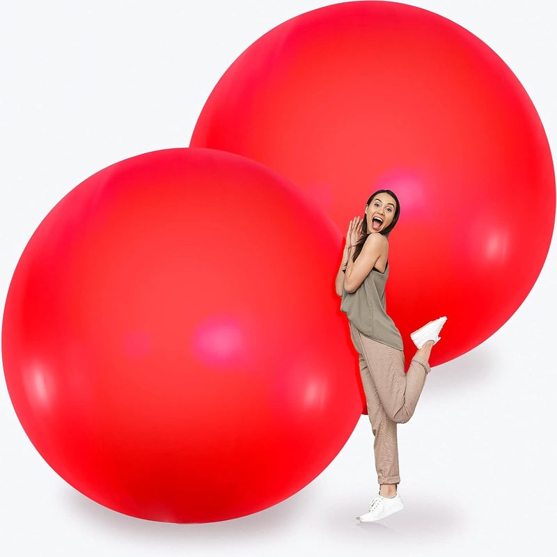 Leitee 2 Pcs 72 Inch Giant Balloons Round Latex Large Human Egg Jumbo Balloons Inflatable Air Decorations for Birthday Party Wedding EngagementRed - Image 1