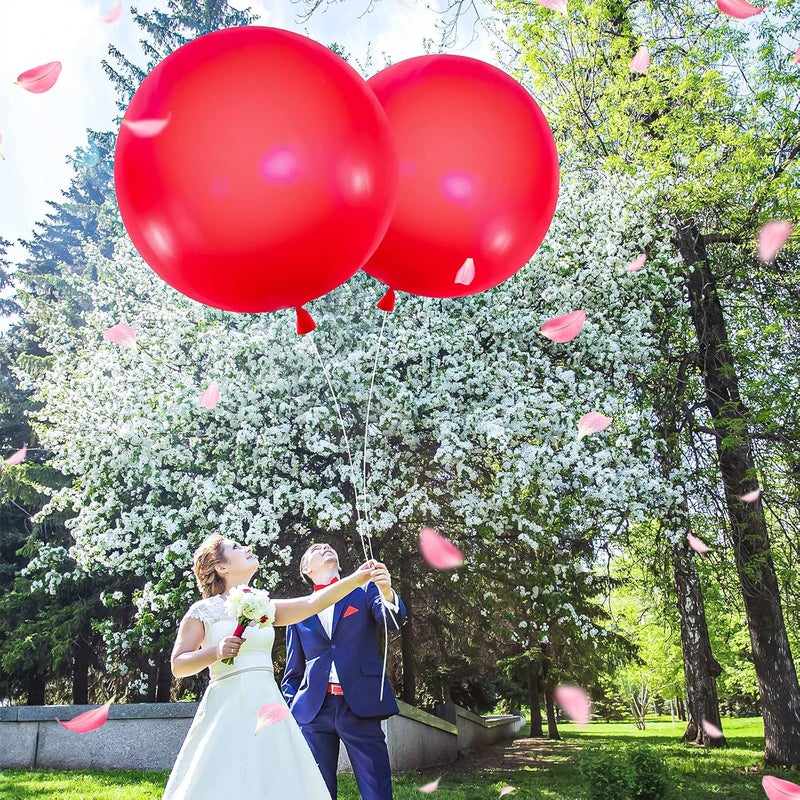 Leitee 2 Pcs 72 Inch Giant Balloons Round Latex Large Human Egg Jumbo Balloons Inflatable Air Decorations for Birthday Party Wedding EngagementRed - Image 5