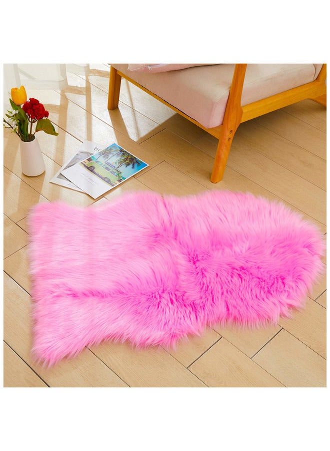 DSHXL Faux Sheepskin Fur Fuzzy Rug with Rug Grippers for Hot Pink Area Rug, 2x3 Ft Small Furry Rugs, Bedside Fluffy Rug Fur Rugs for Bedroom, Living Room, Home Decor, Photography - Image 1