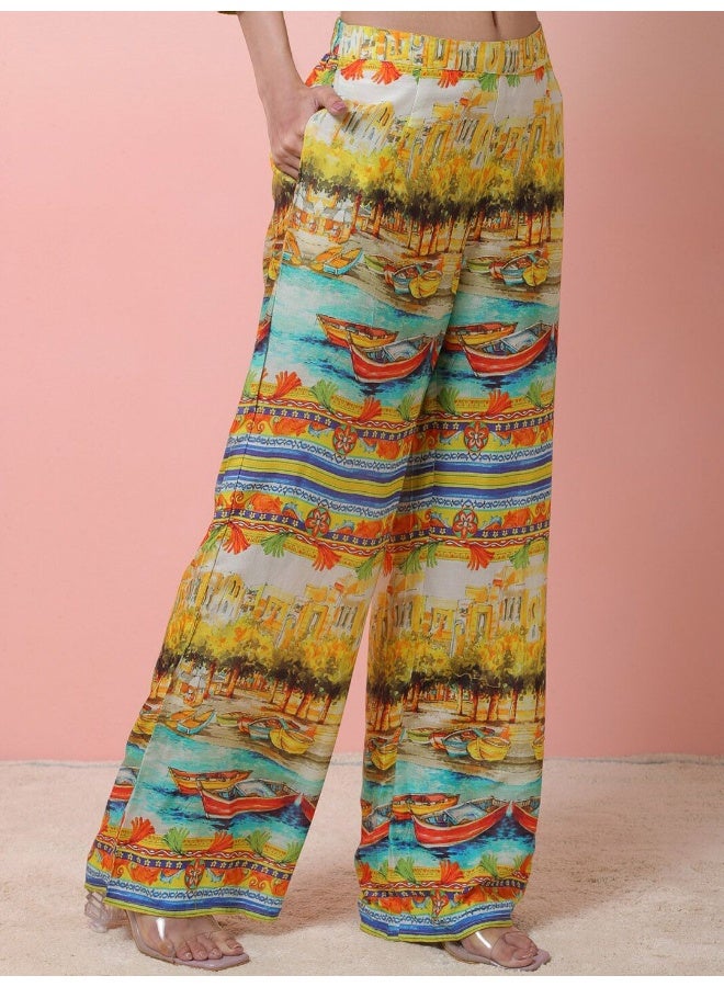 AKS Floral Yoke Design Gotta Patti Straight Kurta With Palazzos & Dupatta  - Image 4