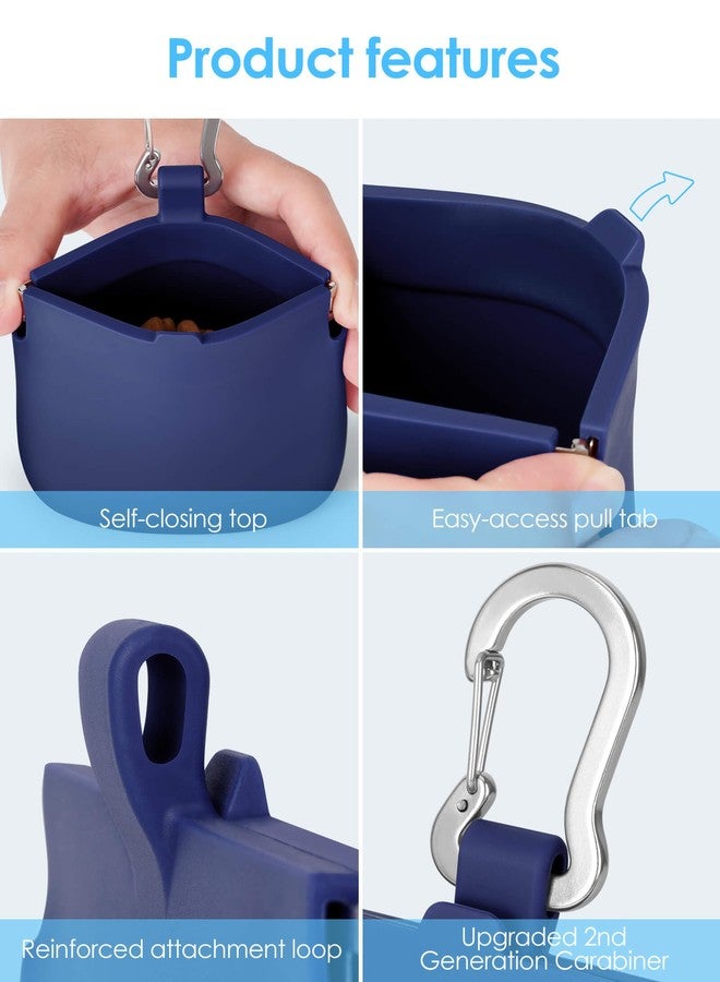 RBibei【One-Hand Access Silicone Dog Treat Pouch, Small Pocket Sized Training Pouch with Pull Tab & Auto Closing Lid for Easy Pet Training & Walking (Blue) - Image 5