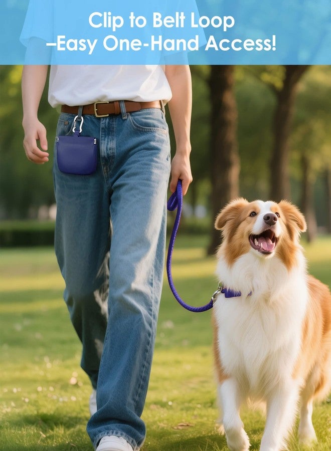 RBibei【One-Hand Access Silicone Dog Treat Pouch, Small Pocket Sized Training Pouch with Pull Tab & Auto Closing Lid for Easy Pet Training & Walking (Blue) - Image 3